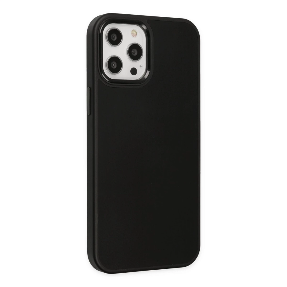 İphone 12 Pro Max Kılıf Asya Deri Silikon - Siyah