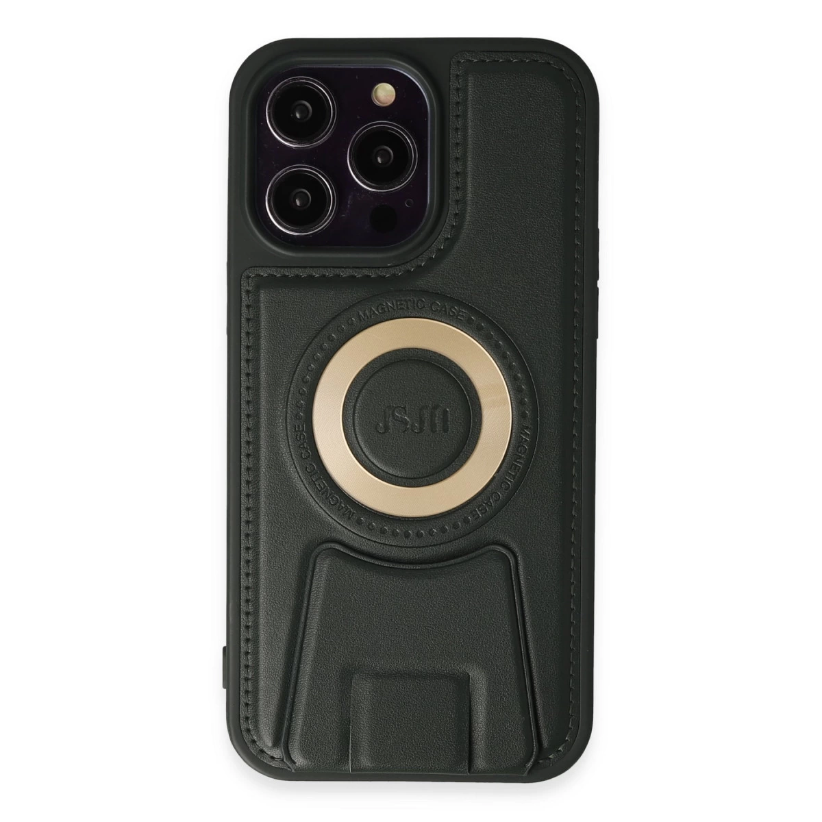 İphone 14 Pro Kılıf Merkür Magneticsafe Standlı Kapak - Koyu Yeşil