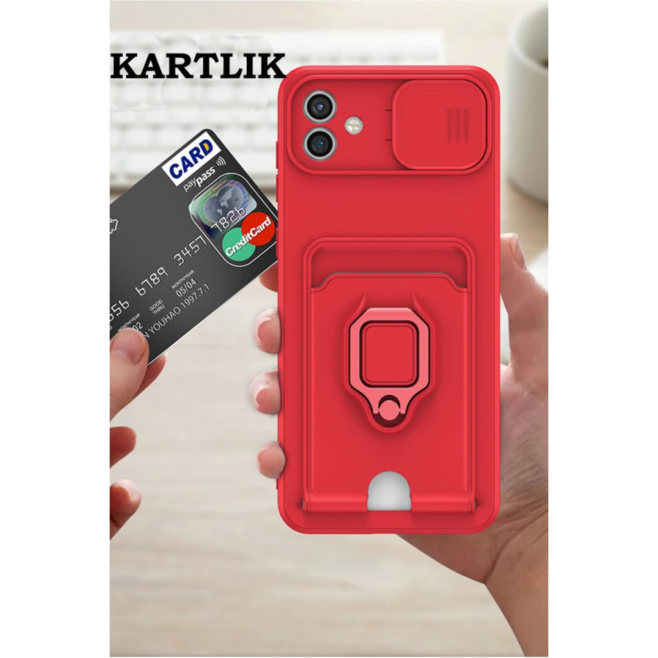 Samsung Galaxy A05 Kılıf Zuma Kartvizitli Yüzüklü Silikon - Lacivert