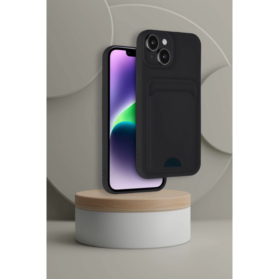 İphone 14 Kılıf Kelvin Kartvizitli Silikon - Koyu Yeşil