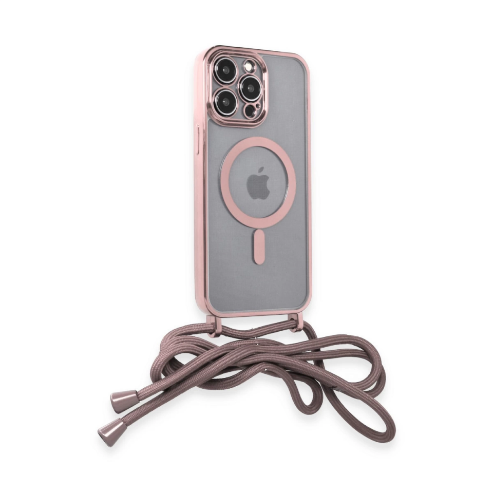 İphone 12 Pro Max Kılıf Divo Lazer Askılı Magsafe Kapak - Pembe