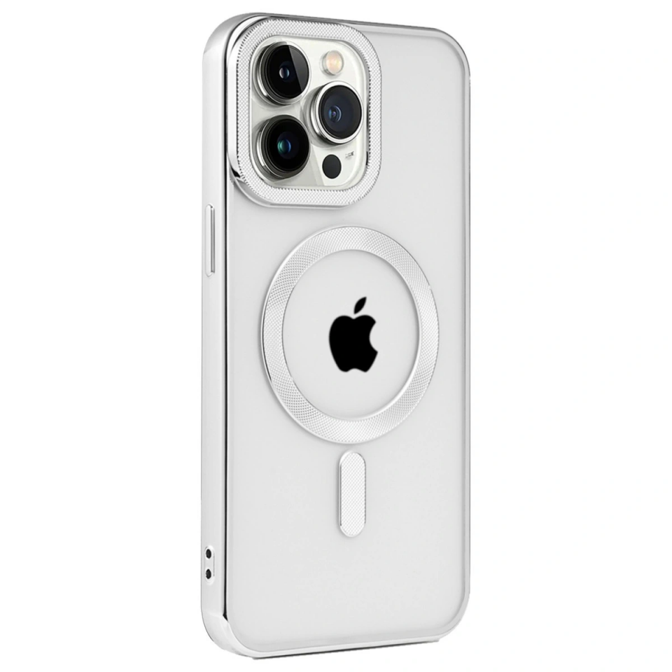 İphone 15 Pro Max Kılıf Kronos Magsafe Kapak - Gümüş