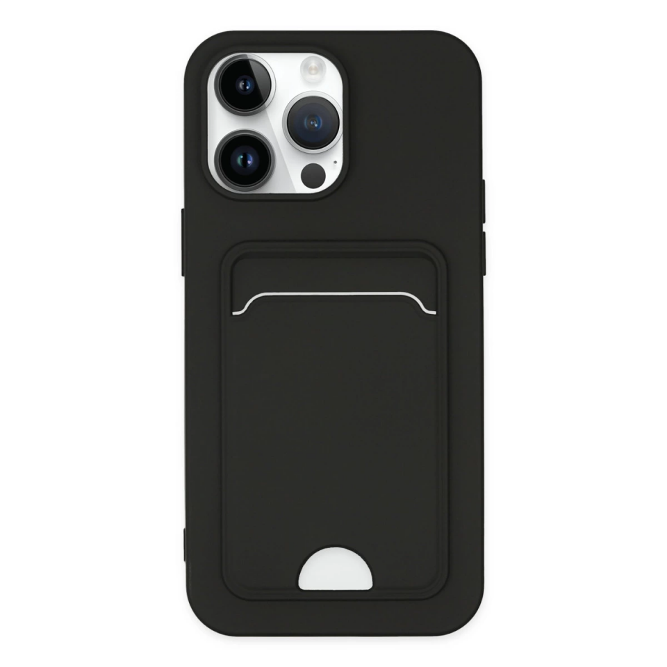 İphone 14 Pro Kılıf Kelvin Kartvizitli Silikon - Siyah