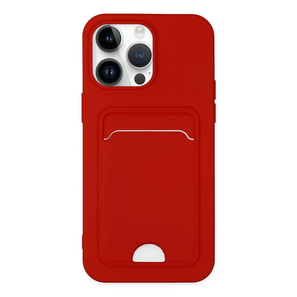 İphone 14 Pro Kılıf Kelvin Kartvizitli Silikon - Kırmızı