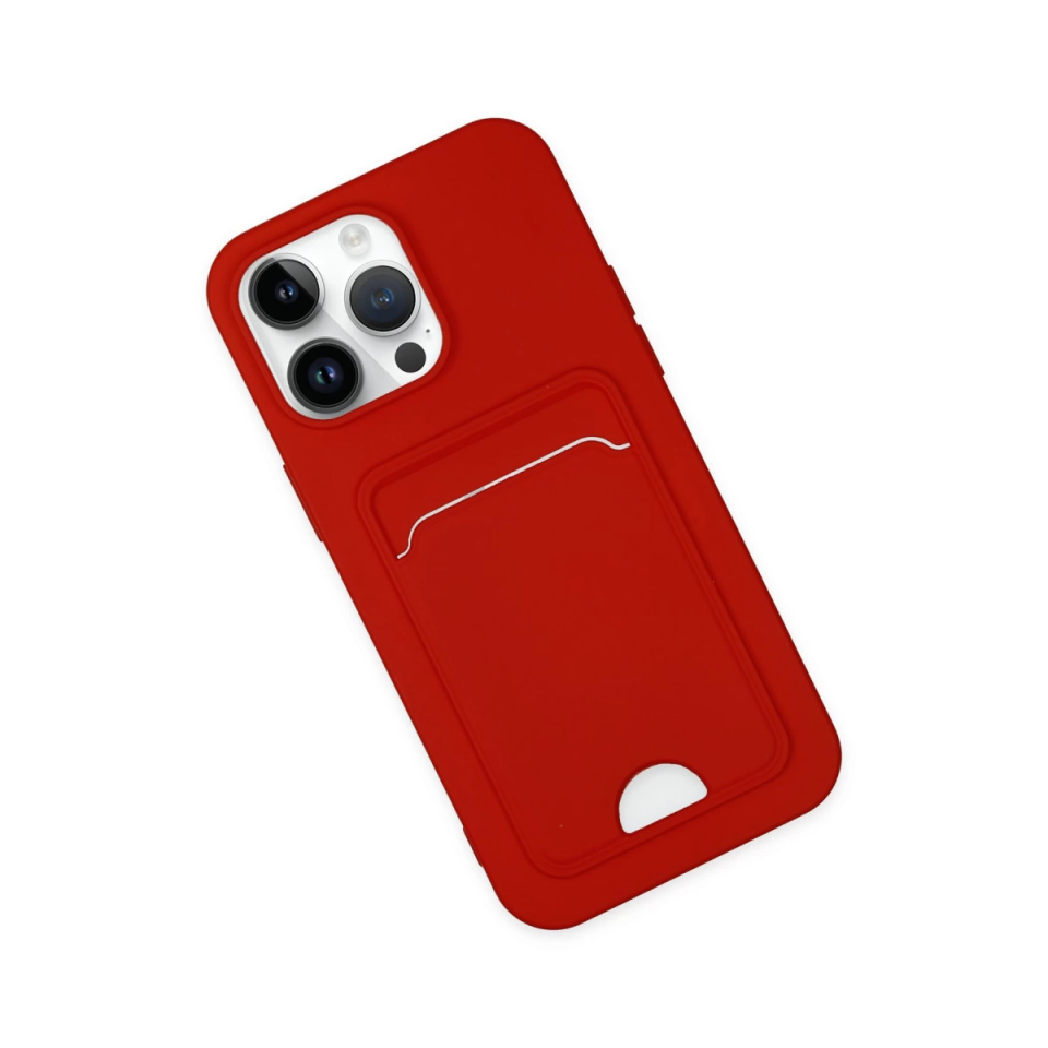 İphone 14 Pro Kılıf Kelvin Kartvizitli Silikon - Kırmızı
