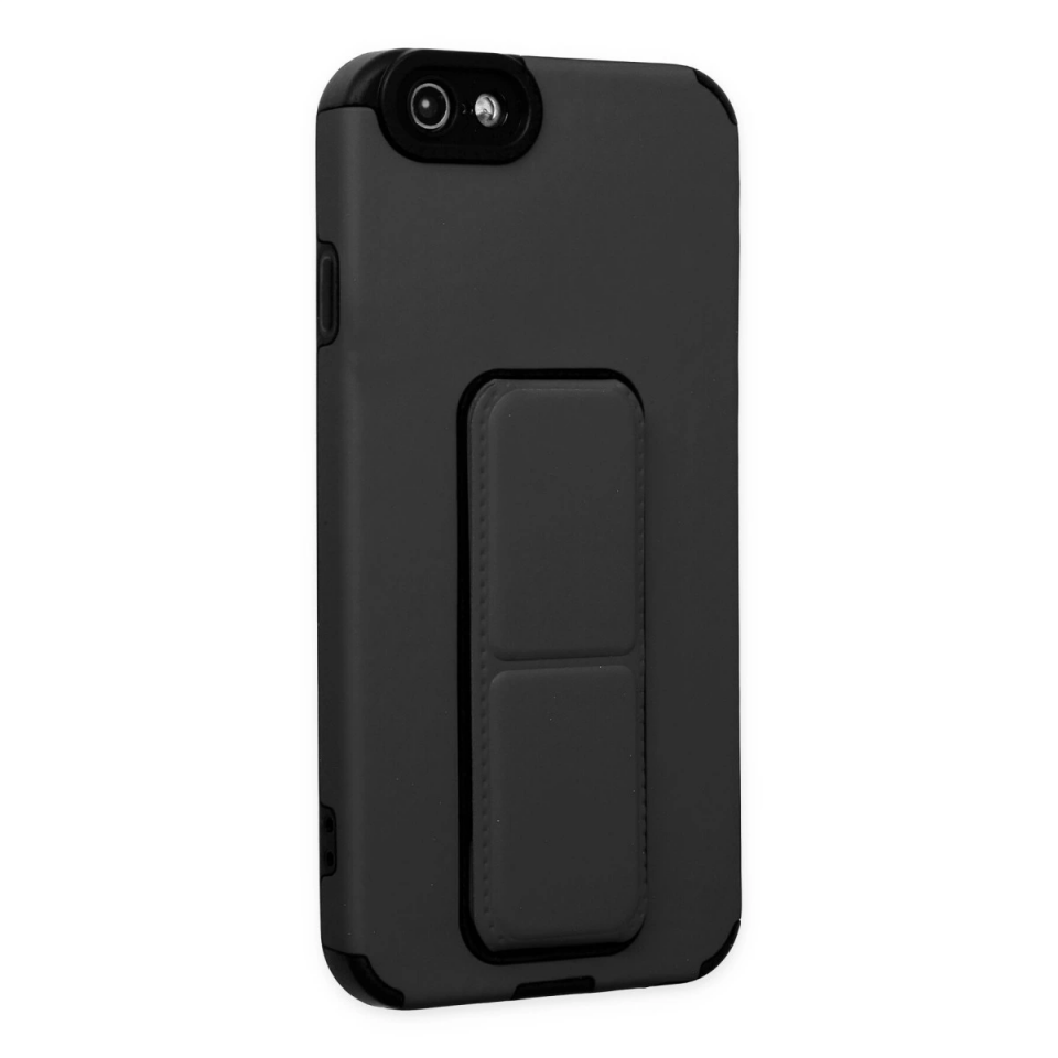İphone 6 Kılıf Mega Standlı Silikon - Siyah