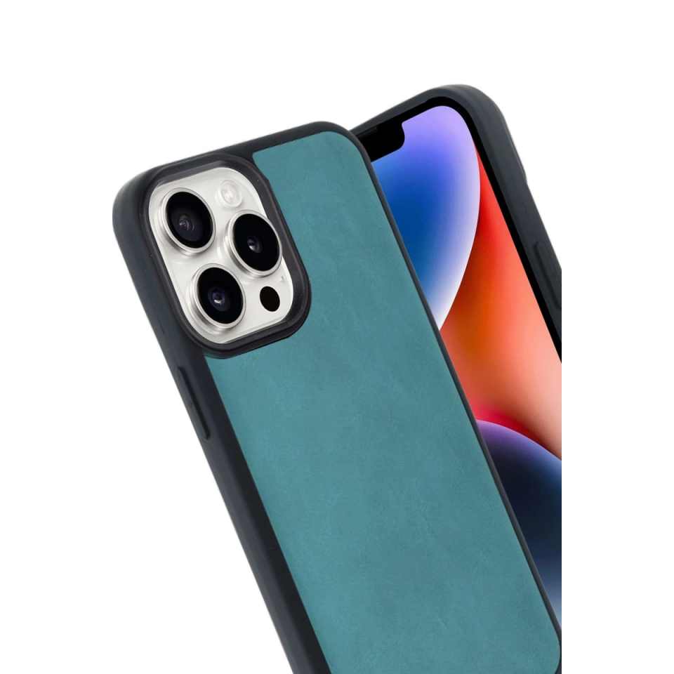 İphone 14 Pro Max Kılıf Aras Deri Kapak - Açık Yeşil