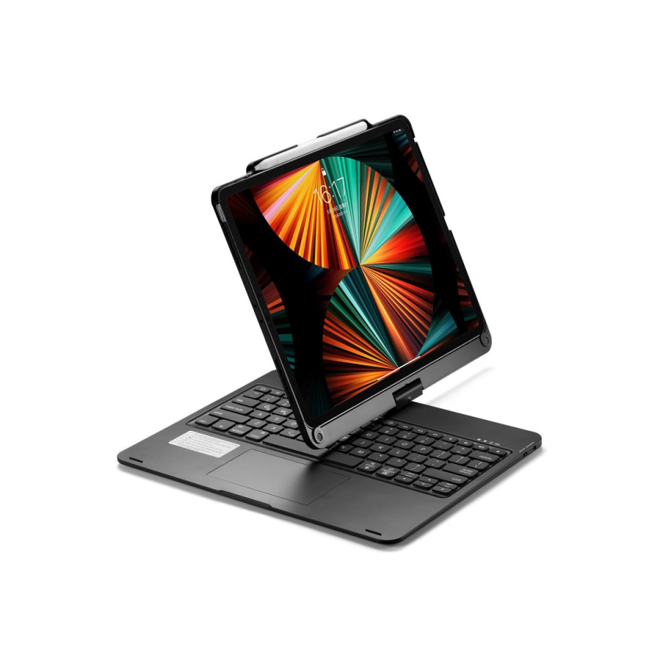 İpad Pro 12.9 (2021) Kılıf Magic Dönen Klavyeli Tablet Kılıf - Siyah