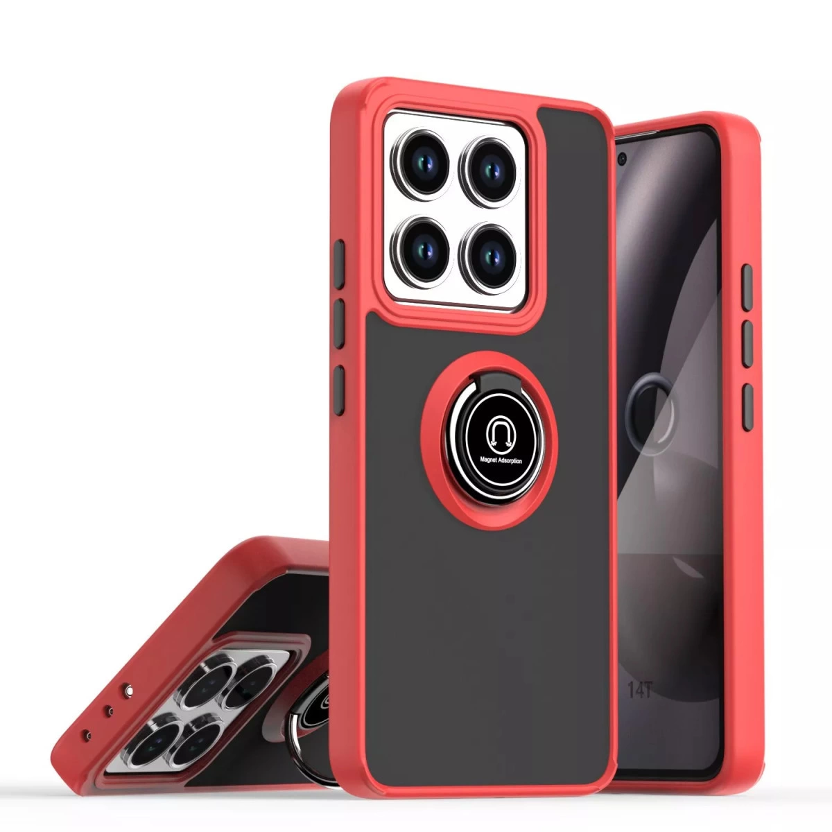 Xiaomi Mi 14t Pro Kılıf Montreal Yüzüklü Silikon Kapak - Kırmızı
