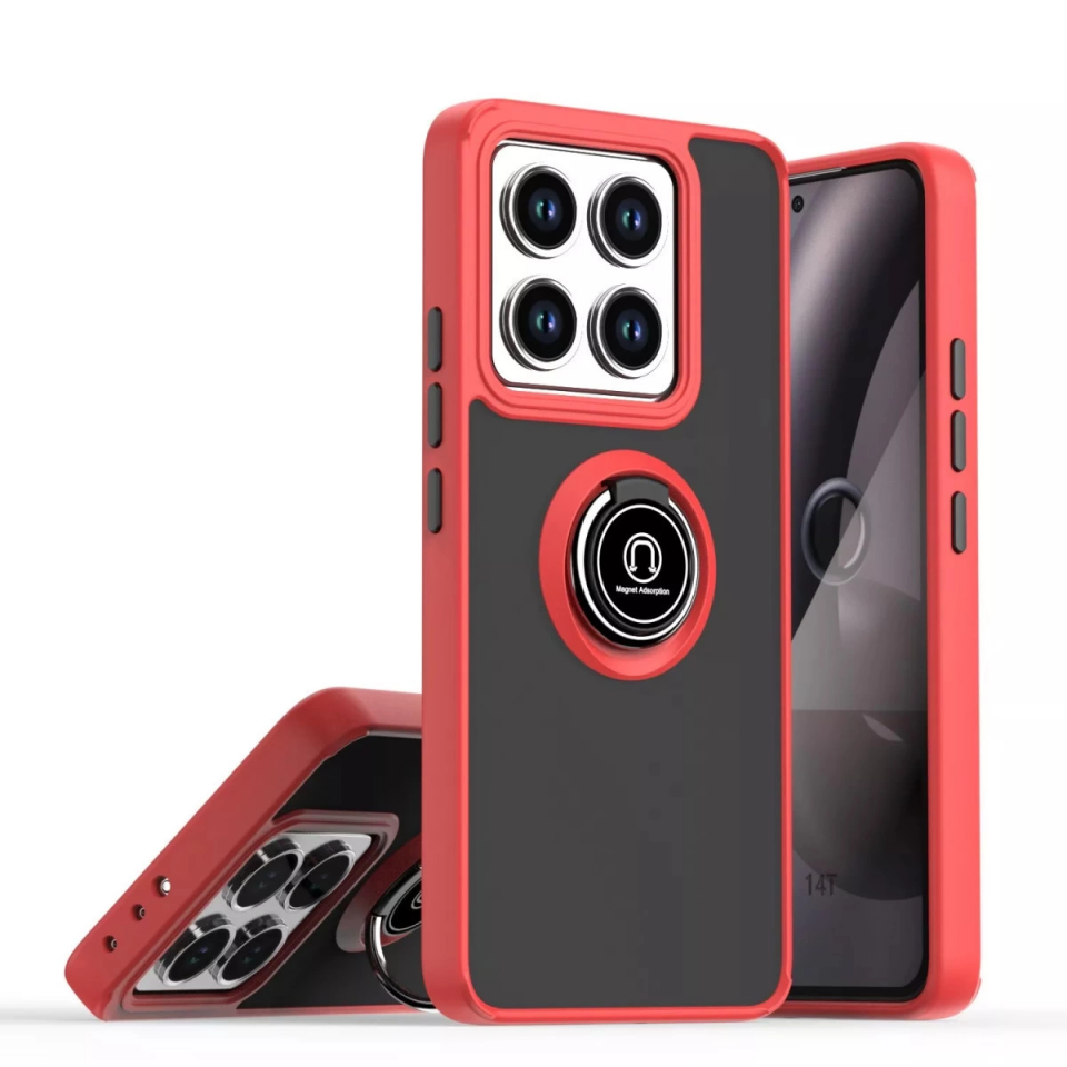 Xiaomi Mi 14t Pro Kılıf Montreal Yüzüklü Silikon Kapak - Kırmızı