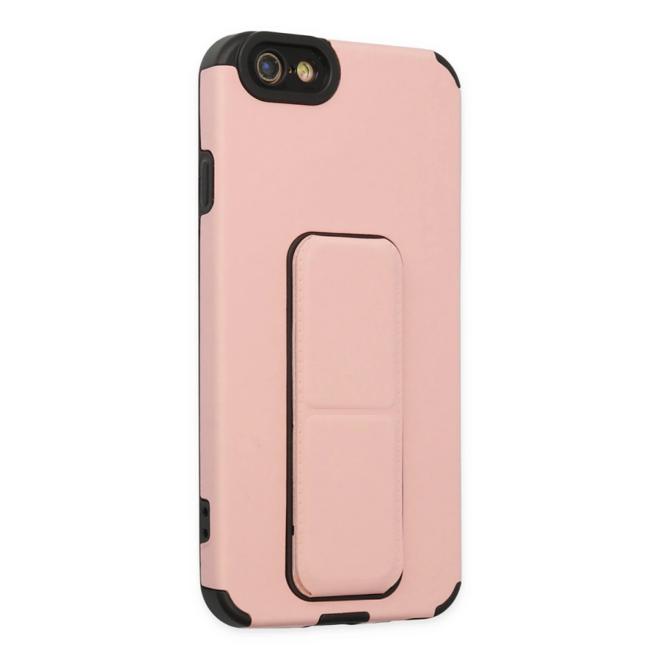 İphone 6 Kılıf Mega Standlı Silikon - Pudra