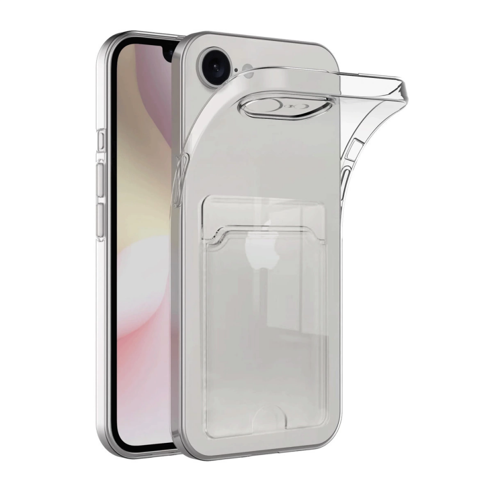 İphone 16e Kılıf Kart Şeffaf Silikon - Şeffaf