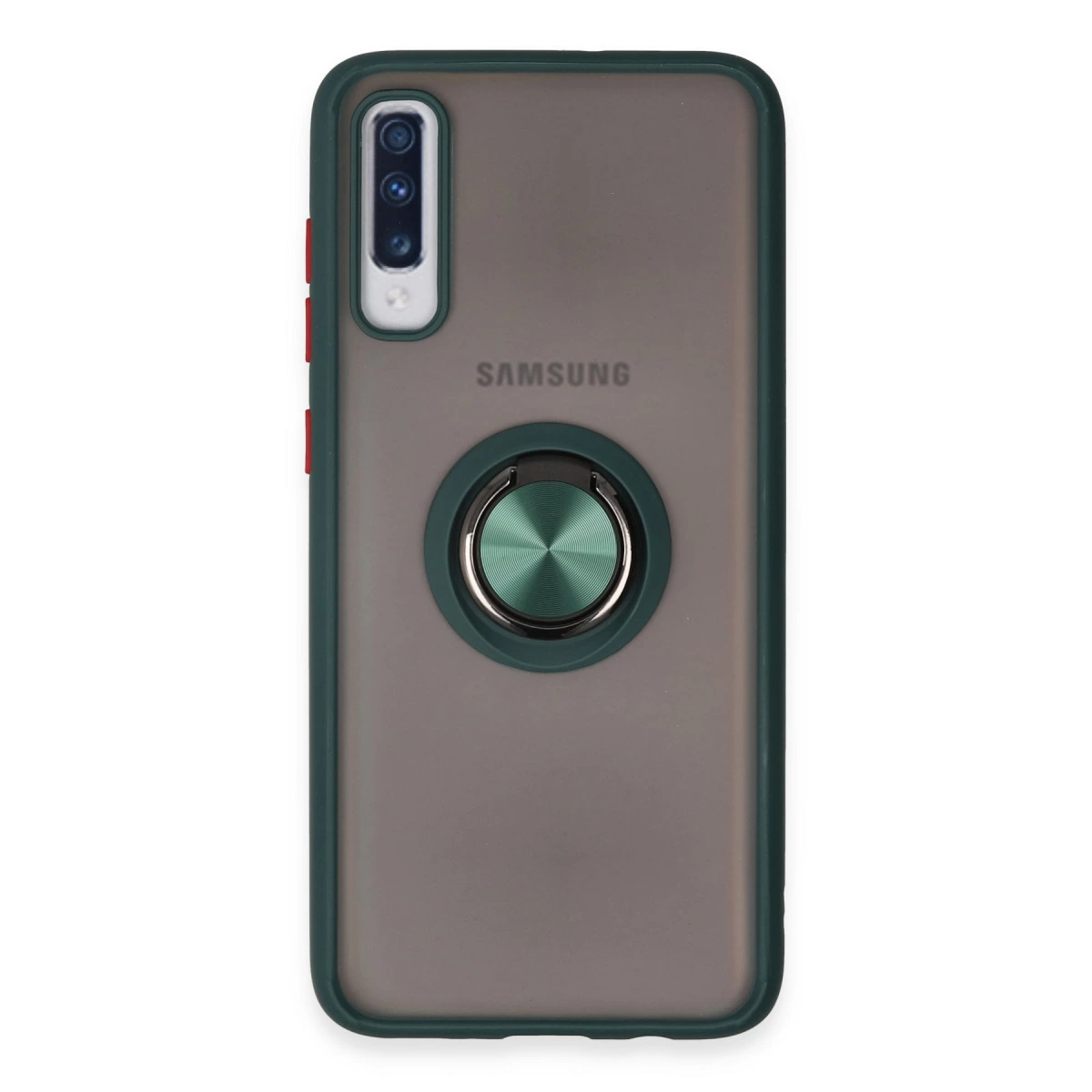 Samsung Galaxy A70 Kılıf Montreal Yüzüklü Silikon Kapak - Yeşil