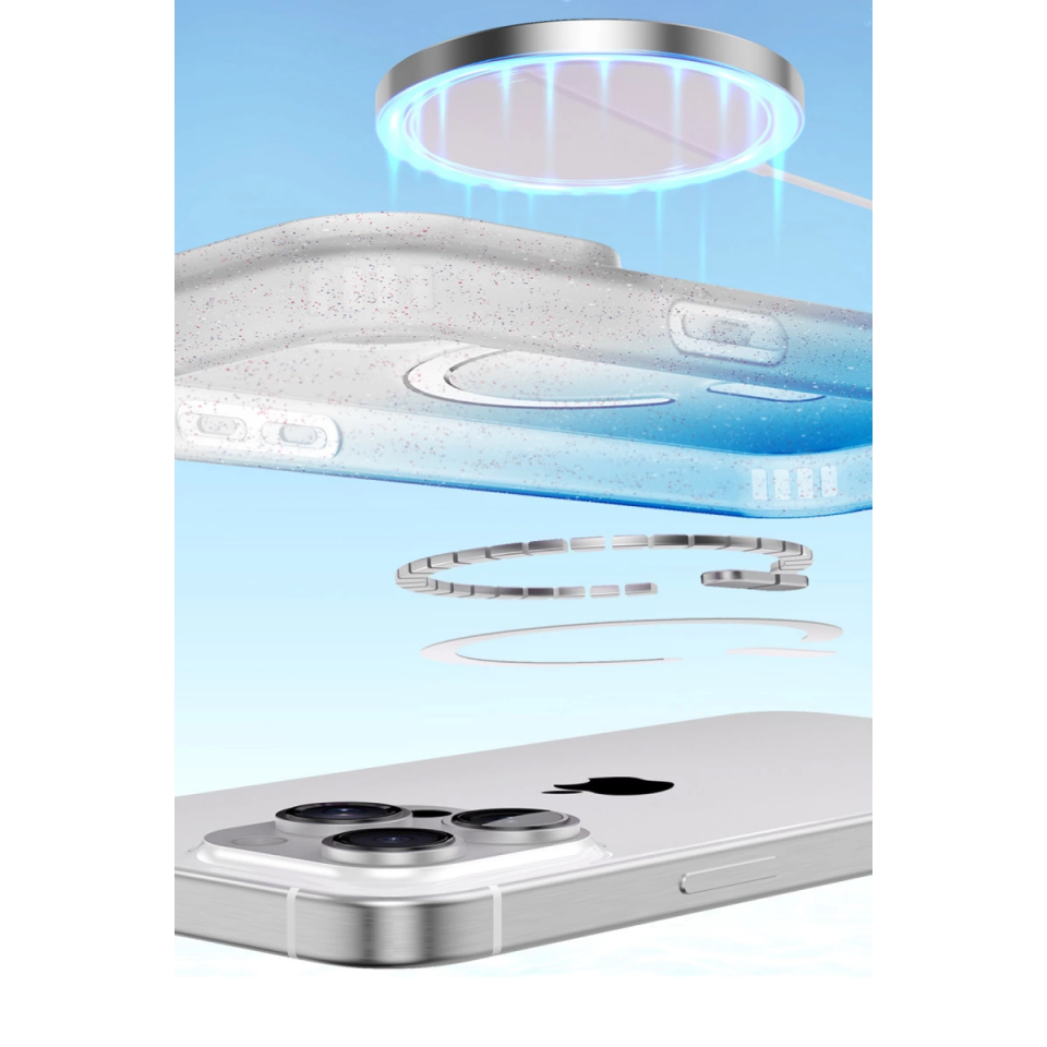 İphone 16 Pro Pummel Shiny Magsafe Kapak - Mavi