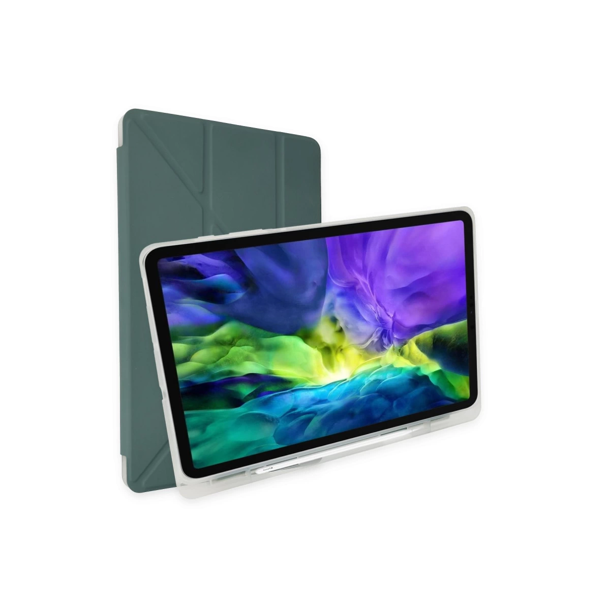 Samsung Galaxy T737 Tab S7 Fe 12.4 Kılıf Kalemlikli Mars Tablet Kılıfı - Koyu Yeşil