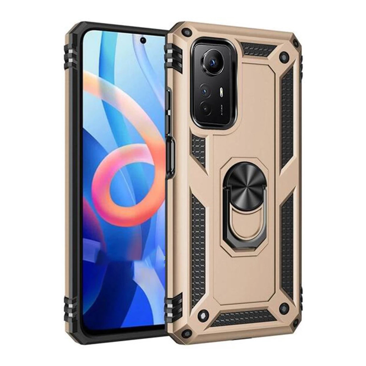 Xiaomi Redmi Note 12s Kılıf Sofya Yüzüklü Silikon Kapak - Gold