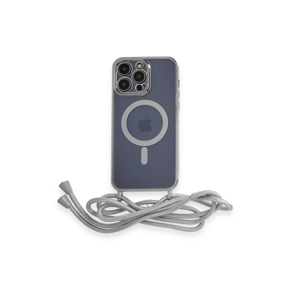 İphone 13 Pro Kılıf Divo Lazer Askılı Magsafe Kapak - Gümüş