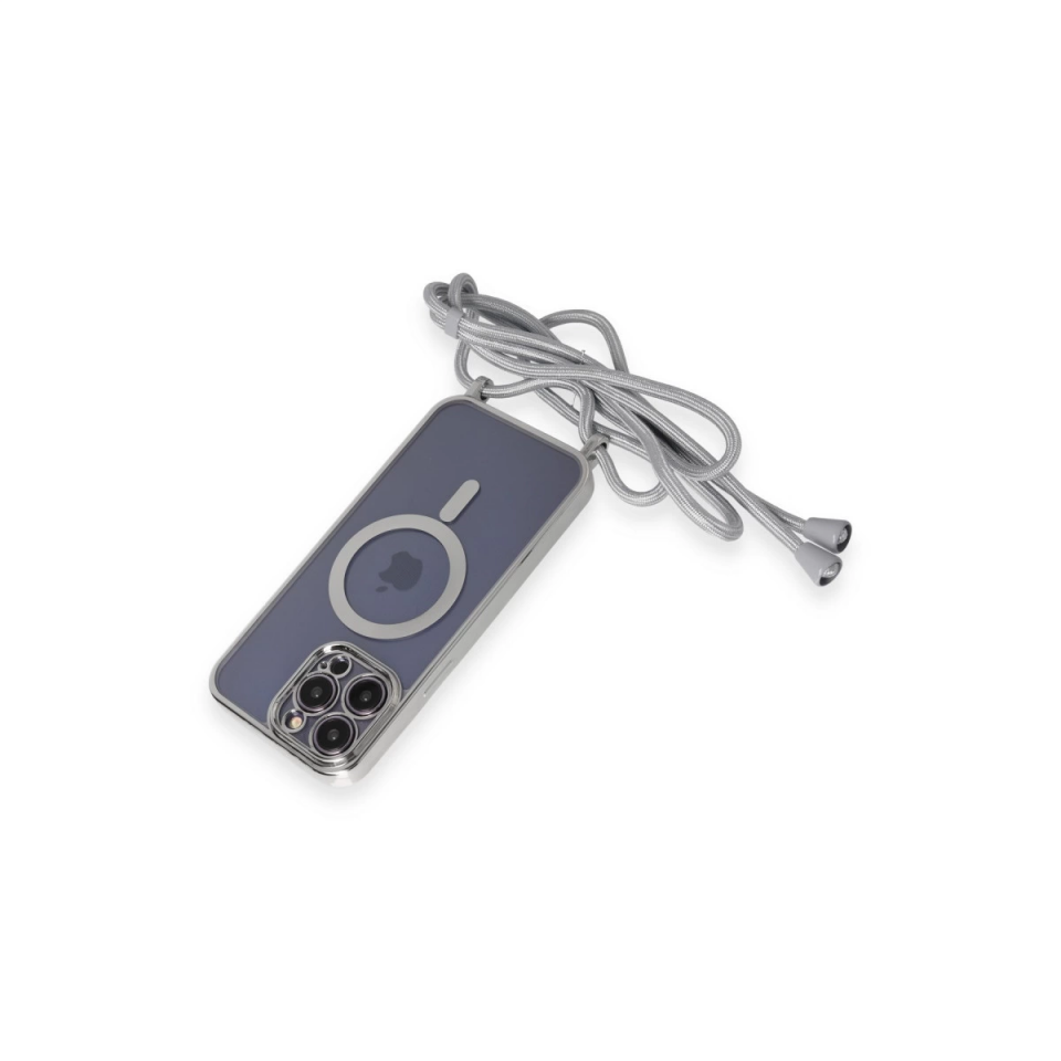 İphone 13 Pro Kılıf Divo Lazer Askılı Magsafe Kapak - Gümüş