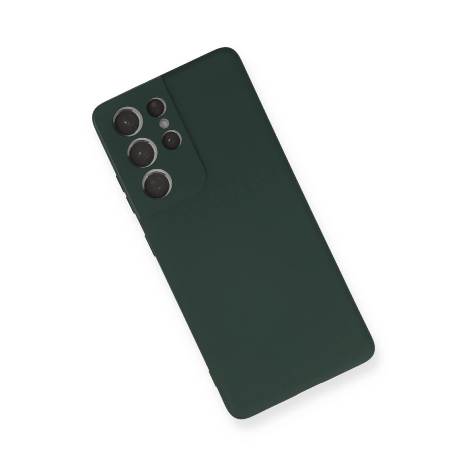 Samsung Galaxy S21 Ultra Kılıf Nano İçi Kadife Silikon - Koyu Yeşil