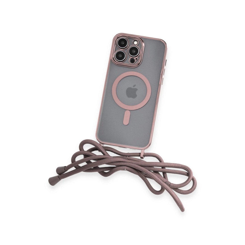 İphone 13 Pro Kılıf Divo Lazer Askılı Magsafe Kapak - Pembe
