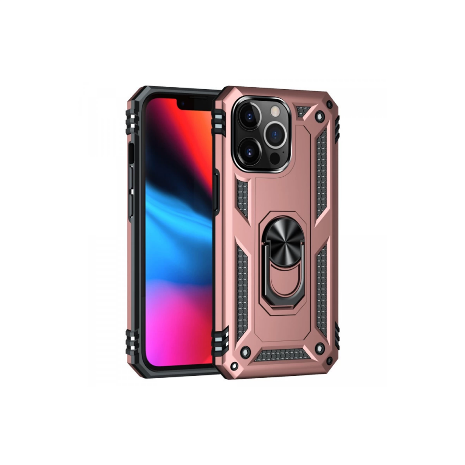 İphone 14 Pro Kılıf Sofya Yüzüklü Silikon Kapak - Rose