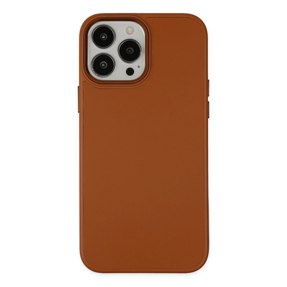 İphone 13 Pro Kılıf Asya Deri Silikon - Kahverengi