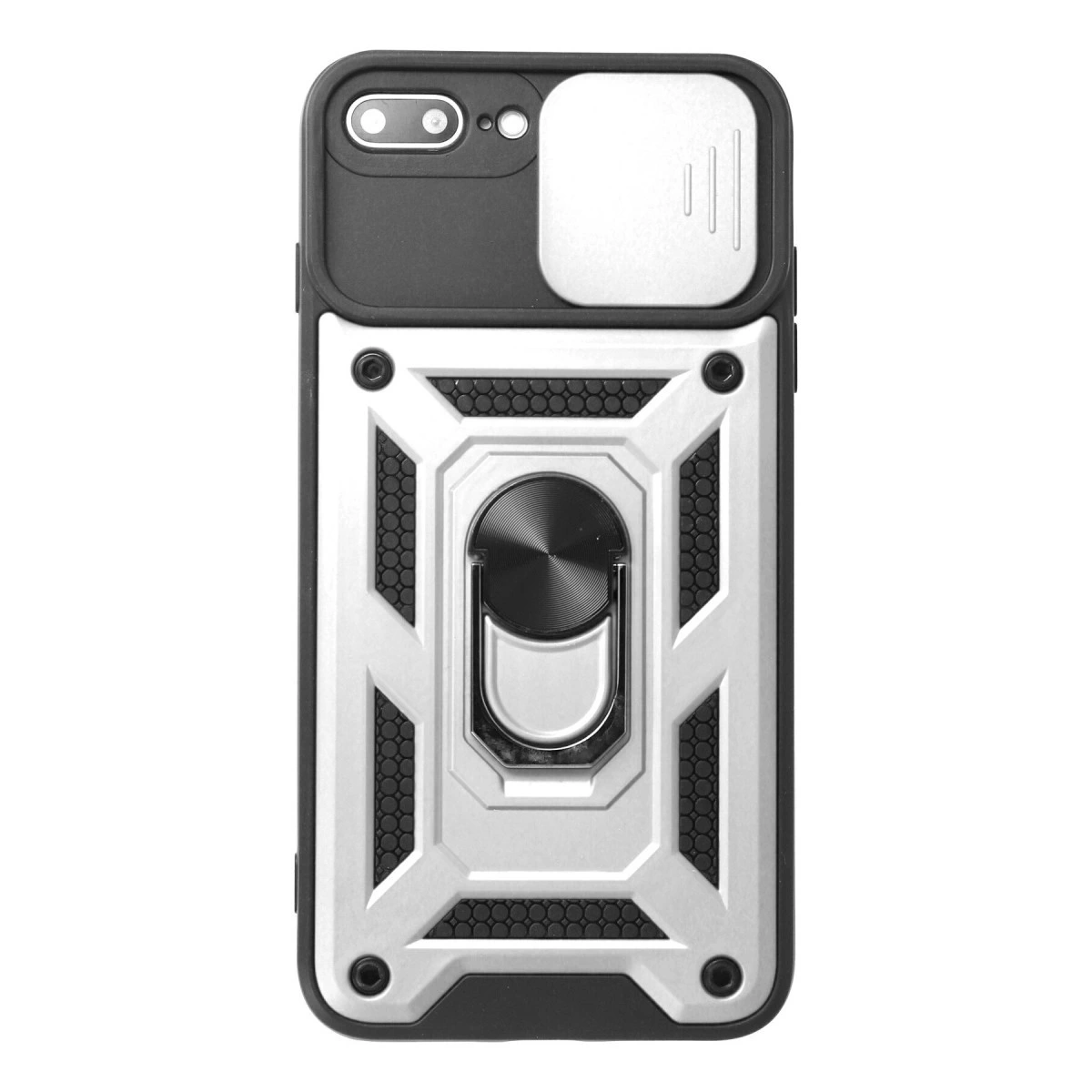 İphone 7 Plus Kılıf Pars Lens Yüzüklü Silikon - Gümüş