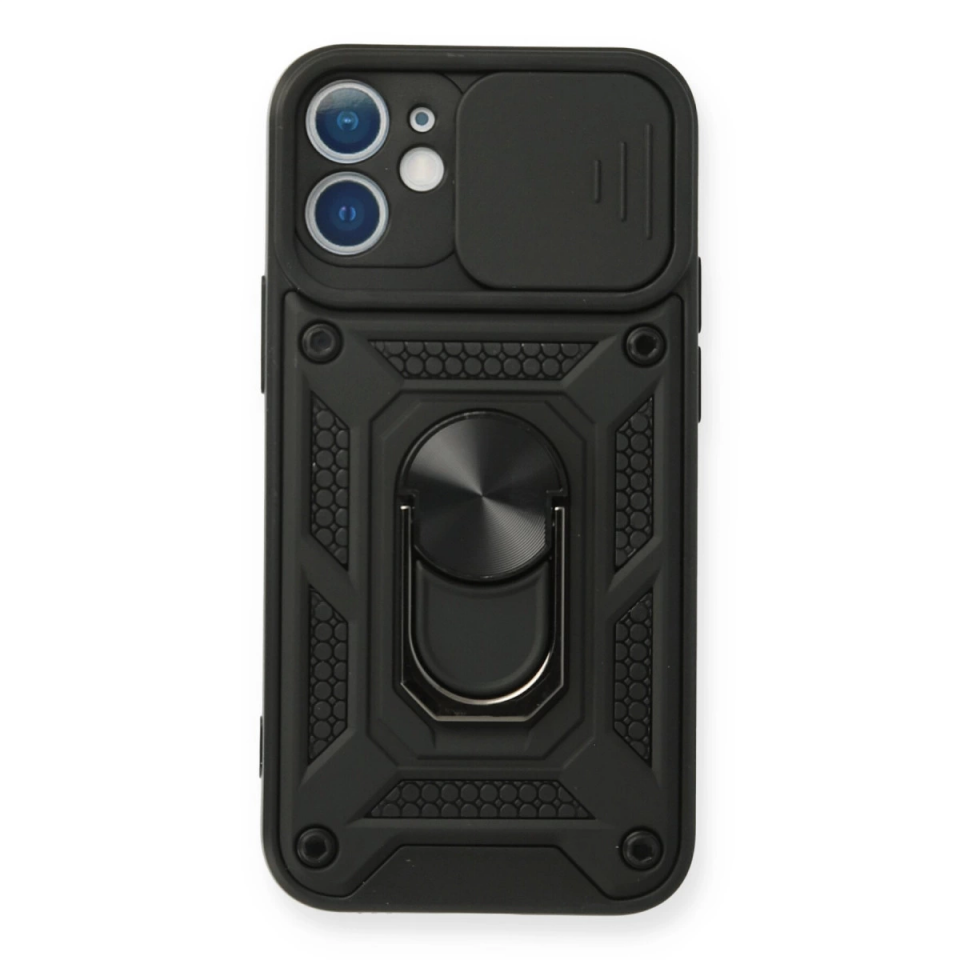 İphone 11 Kılıf Pars Lens Yüzüklü Silikon - Siyah