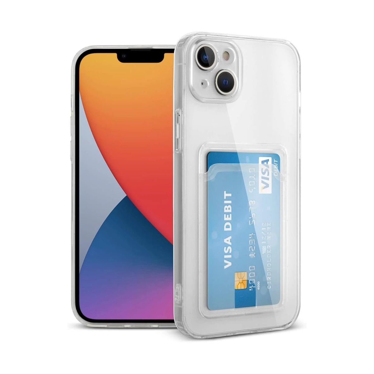 İphone 13 Kılıf Kart Şeffaf Silikon - Şeffaf
