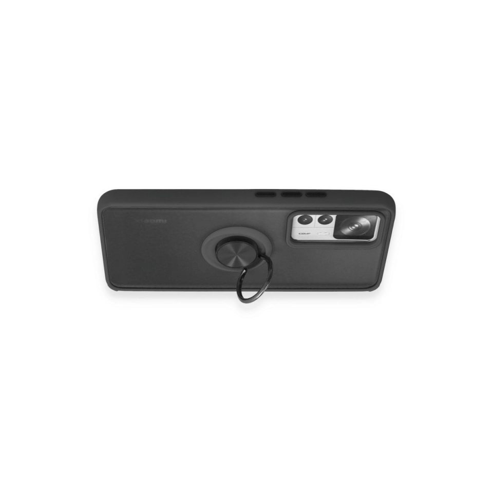Xiaomi Mi 12t Pro Kılıf Montreal Yüzüklü Silikon Kapak - Siyah