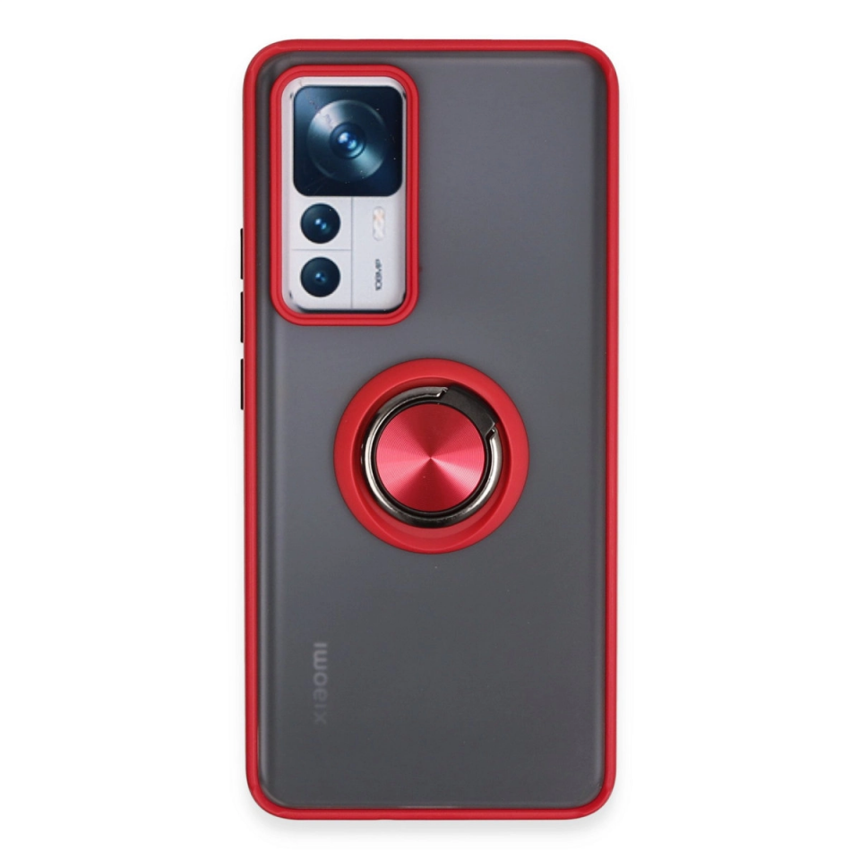 Xiaomi Mi 12t Pro Kılıf Montreal Yüzüklü Silikon Kapak - Kırmızı