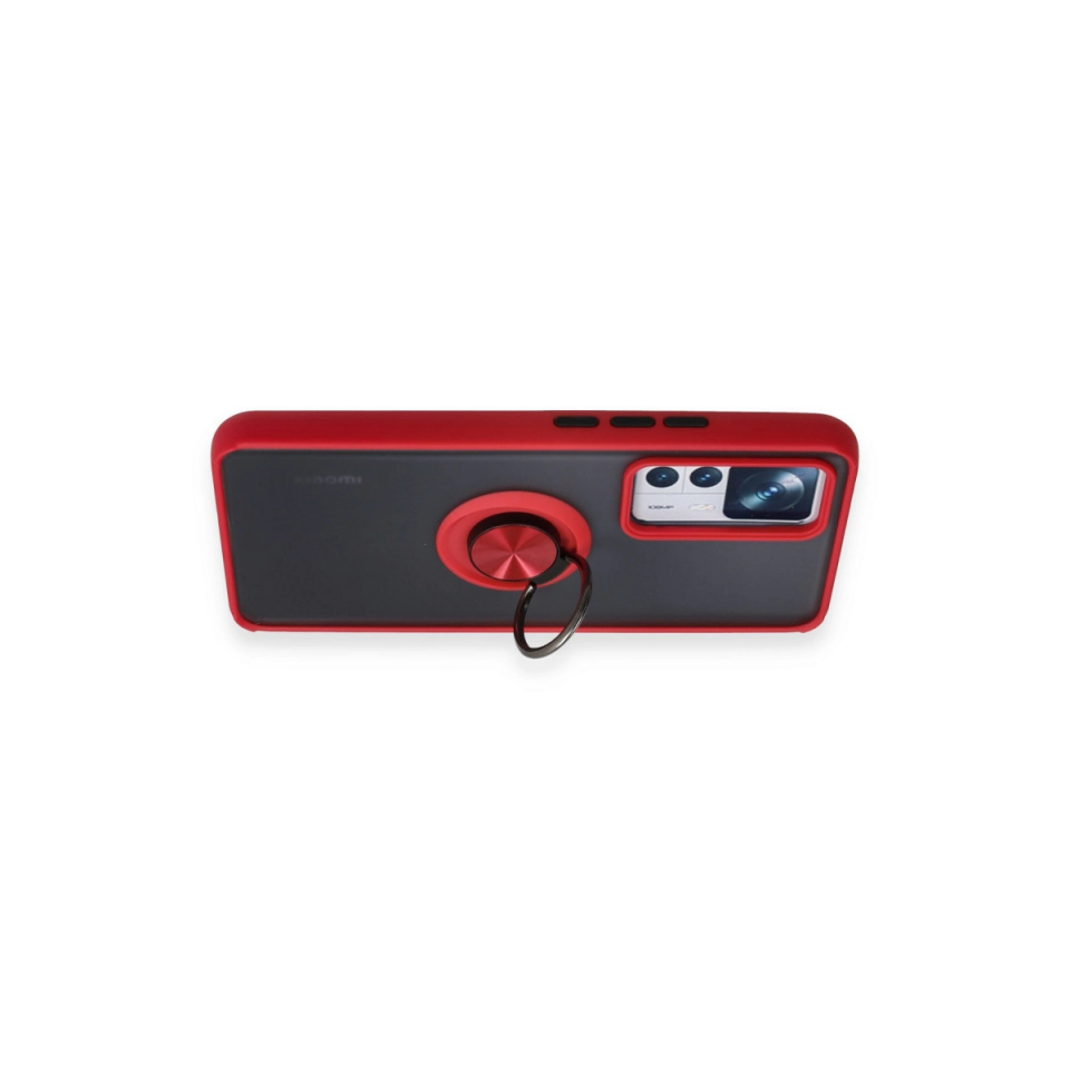 Xiaomi Mi 12t Pro Kılıf Montreal Yüzüklü Silikon Kapak - Kırmızı