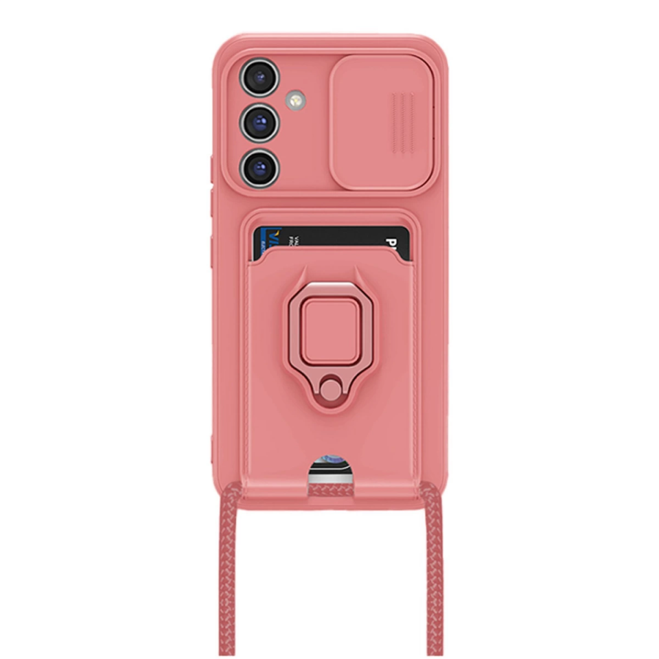 Samsung Galaxy A25 5g Kılıf Zuma Kartvizitli Yüzüklü Silikon - Pembe