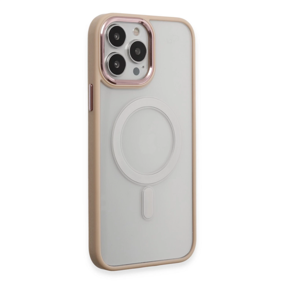 İphone 15 Pro Max Kılıf Room Magneticsafe Silikon - Pudra