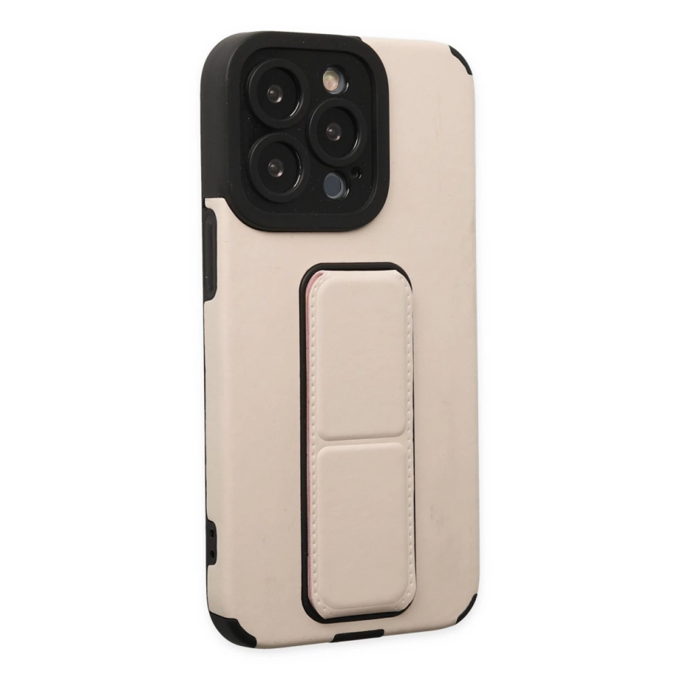 İphone 13 Pro Max Kılıf Mega Standlı Silikon - Gold
