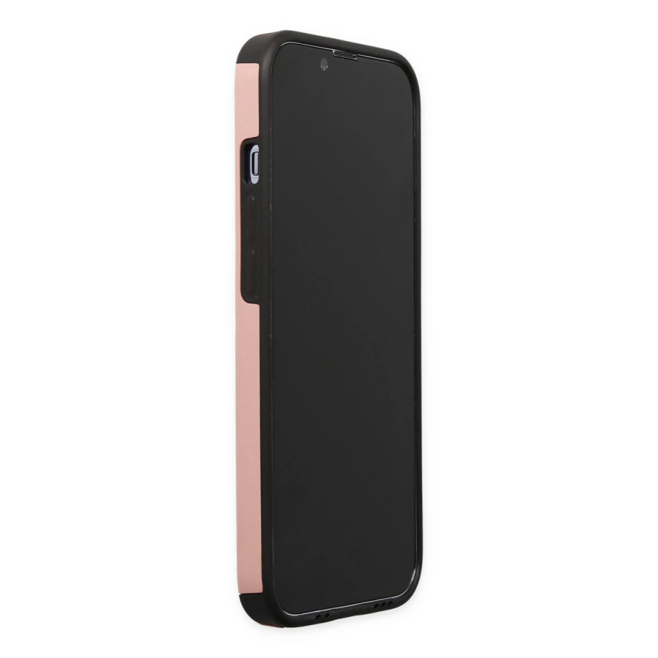 İphone 13 Pro Max Kılıf Mega Standlı Silikon - Pudra