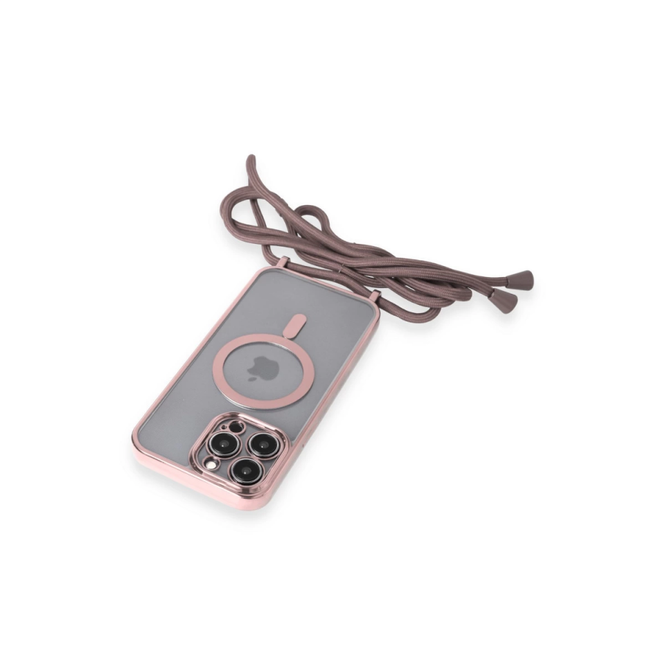 İphone 13 Pro Max Kılıf Divo Lazer Askılı Magsafe Kapak - Pembe