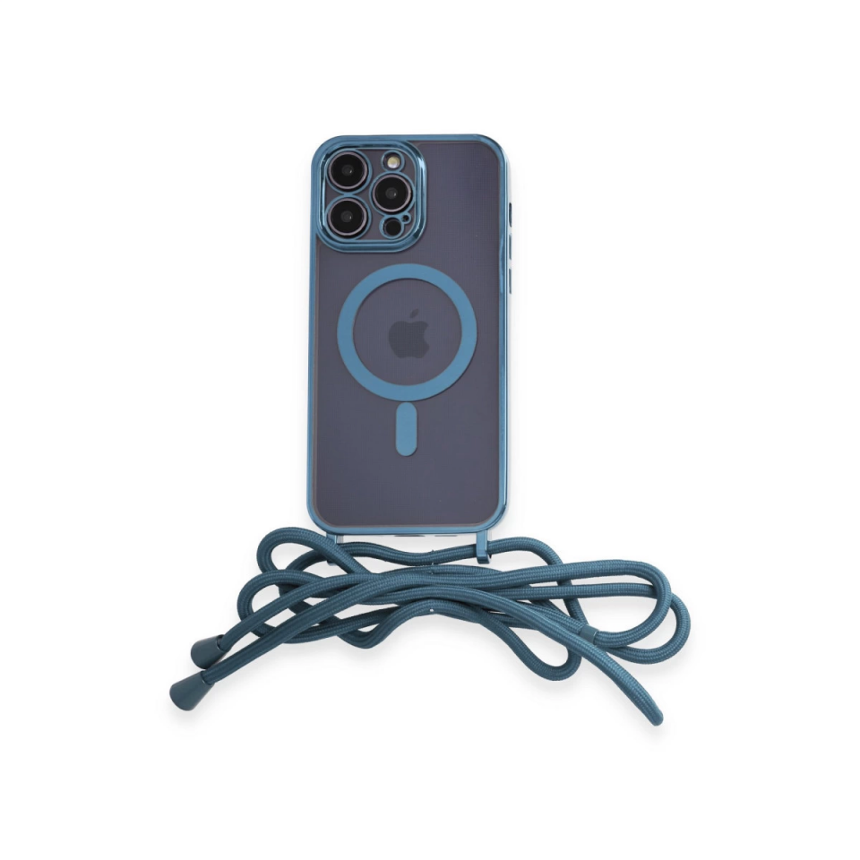 İphone 13 Pro Max Kılıf Divo Lazer Askılı Magsafe Kapak - Sierra Blue