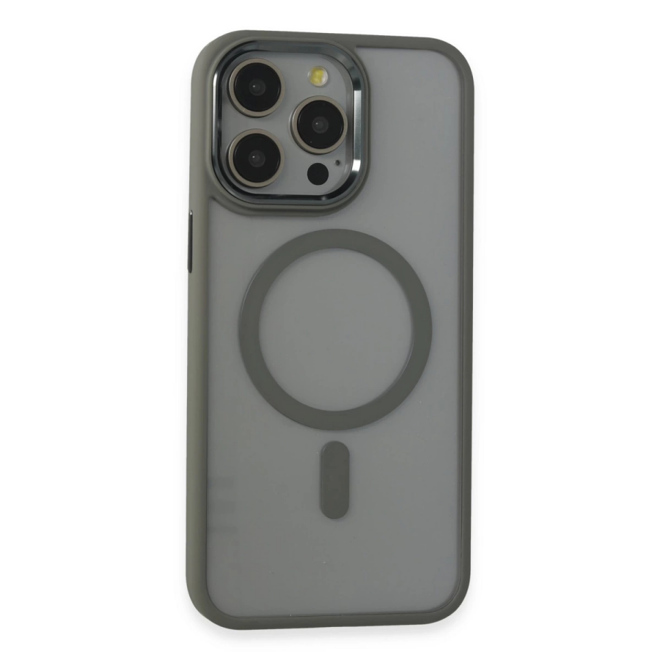 İphone 15 Pro Max Kılıf Room Magneticsafe Silikon - Gri