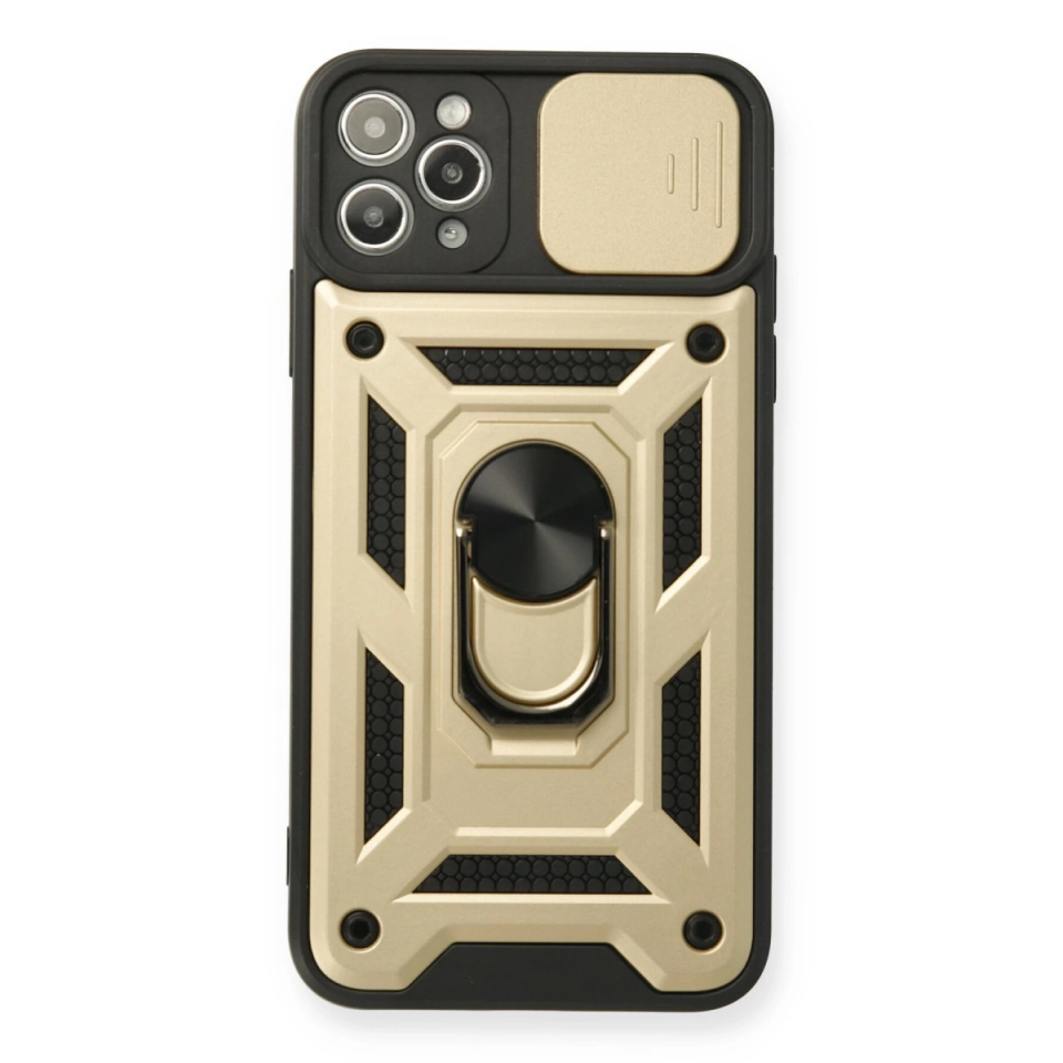 İphone 11 Pro Kılıf Pars Lens Yüzüklü Silikon - Gold
