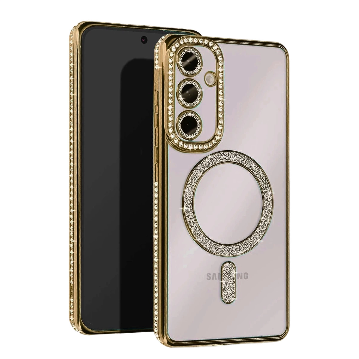 Samsung Galaxy S24 Fe Joke Simli Magneticsafe Kılıf - Gold