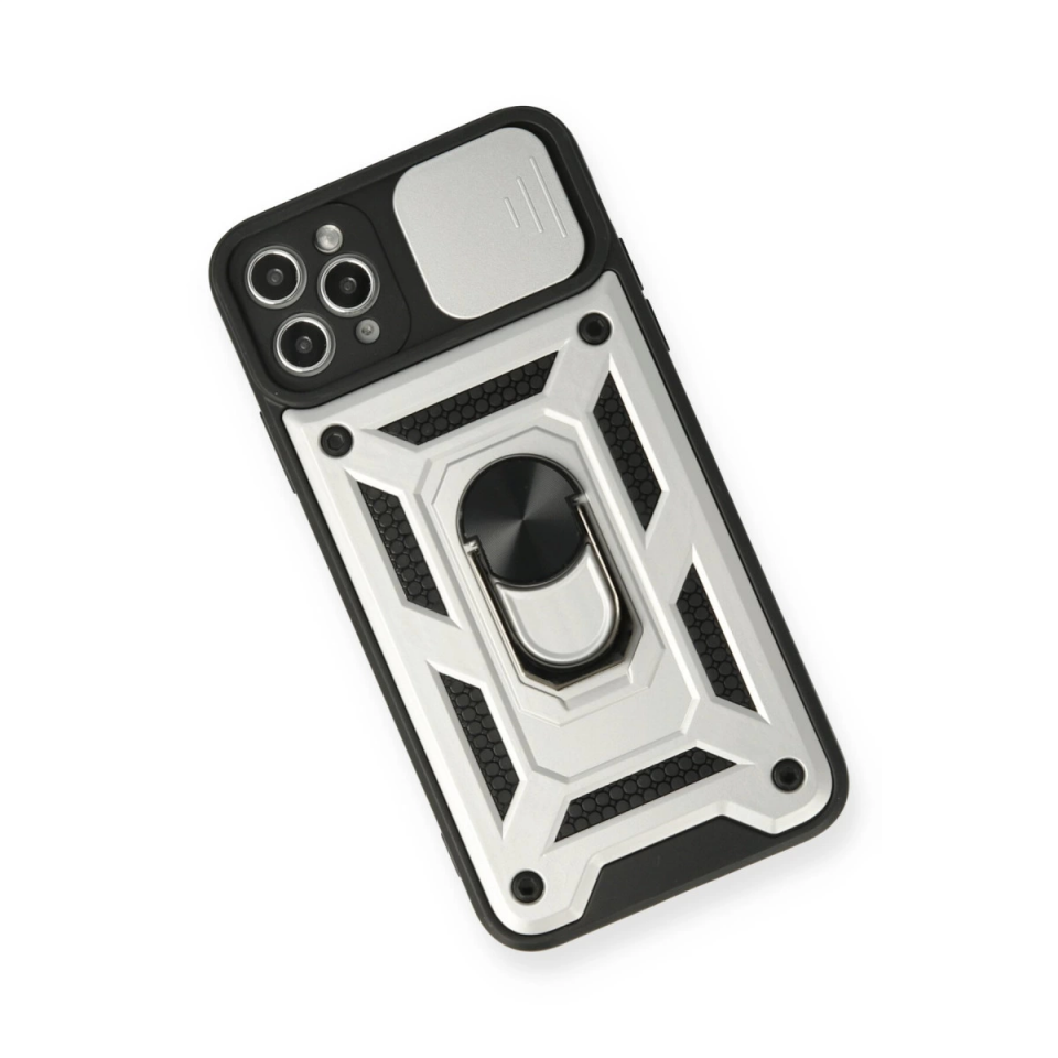İphone 11 Pro Kılıf Pars Lens Yüzüklü Silikon - Gümüş