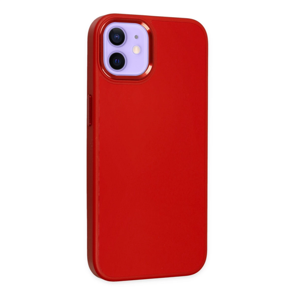 İphone 12 Kılıf Asya Deri Silikon - Kırmızı