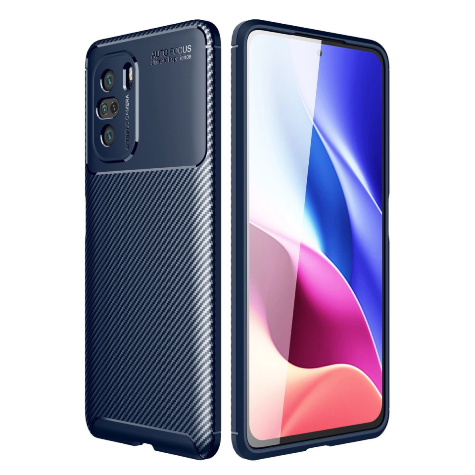 Xiaomi Poco F3 Kılıf Auto Focus Karbon Kapak - Lacivert