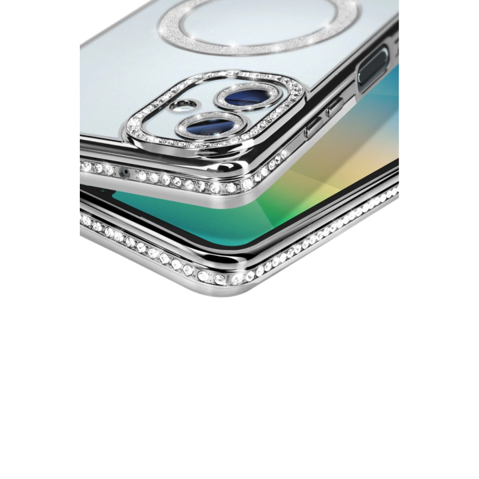 Samsung Galaxy A06 Joke Simli Magneticsafe Kılıf - Gümüş
