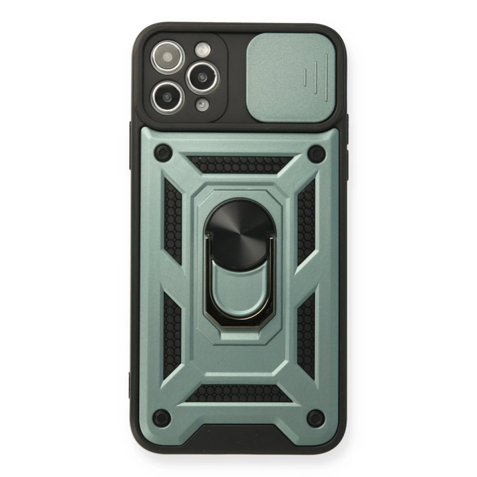 İphone 11 Pro Max Kılıf Pars Lens Yüzüklü Silikon - Yeşil