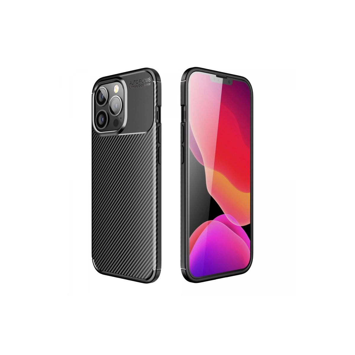 İphone 13 Pro Kılıf Auto Focus Karbon Kapak - Siyah