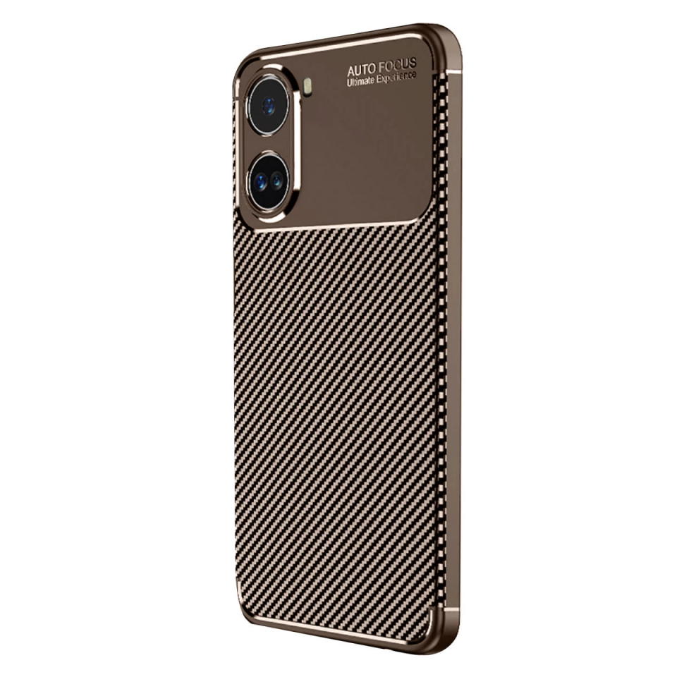 Xiaomi Poco X7 Pro Kılıf Auto Focus Karbon Kapak - Kahverengi