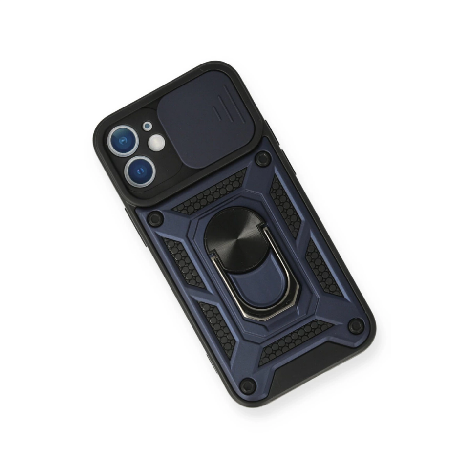 İphone 12 Kılıf Pars Lens Yüzüklü Silikon - Lacivert