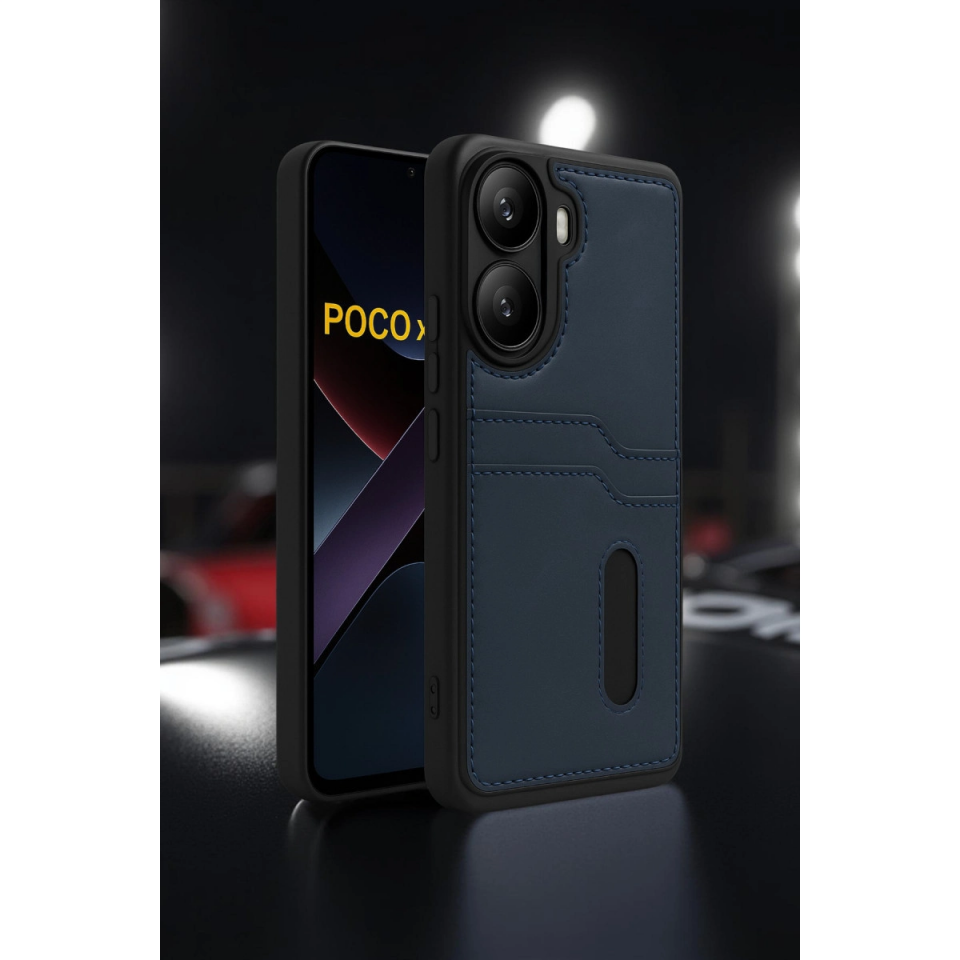 Xiaomi Poco X7 Pro Kılıf Sara Kartvizitli Deri Kılıf - Koyu Yeşil